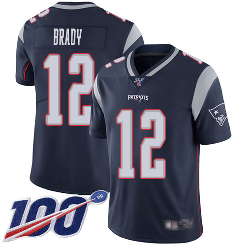 New England Patriots Football #12 Vapor Untouchable 100th Season Limited Navy Blue Men Tom Brady Home NFL Jersey->women nfl jersey->Women Jersey